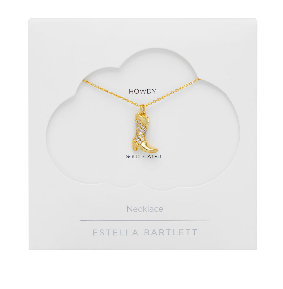 Pave Cowboy Boot Gold Plated Necklace