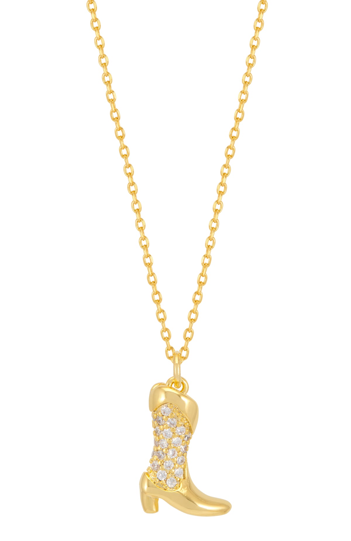Pave Cowboy Boot Gold Plated Necklace