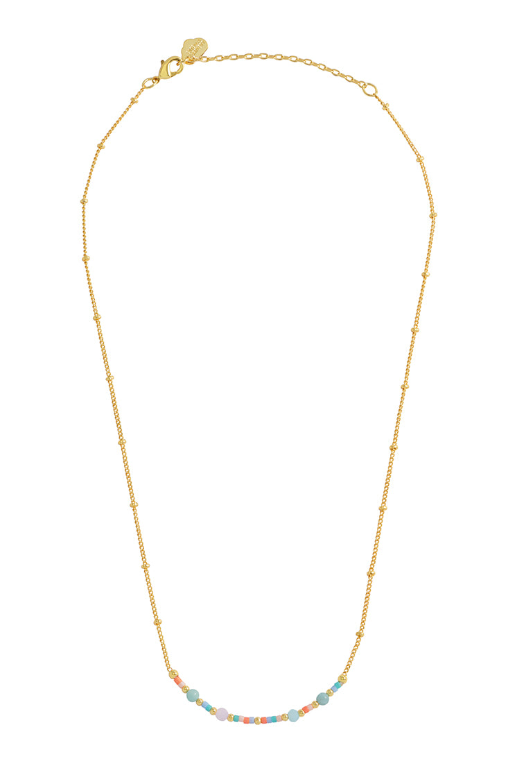 Mini Mixed Beaded Gold Chain Necklace