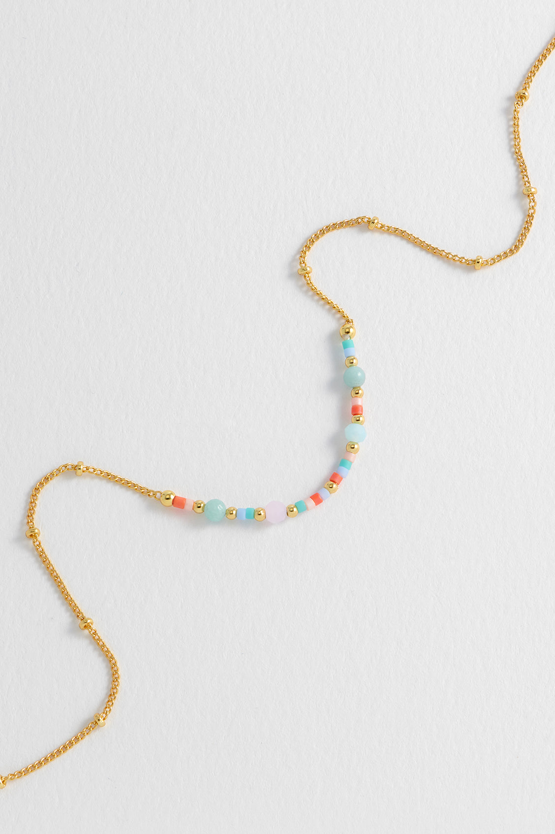 Mini Mixed Beaded Gold Chain Necklace