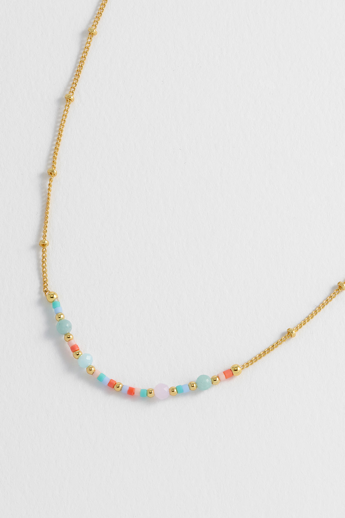 Mini Mixed Beaded Gold Chain Necklace
