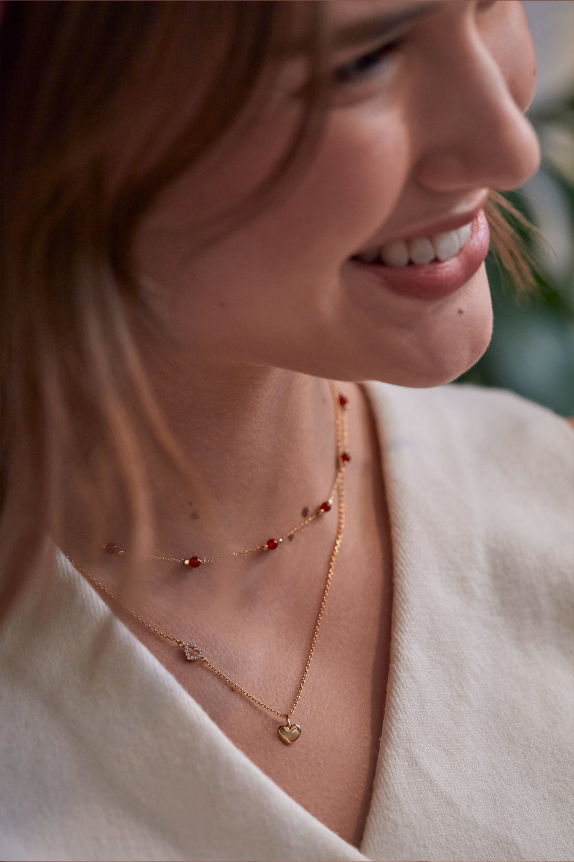 Wellness Red Agate Paperlink Gold Plated Necklace