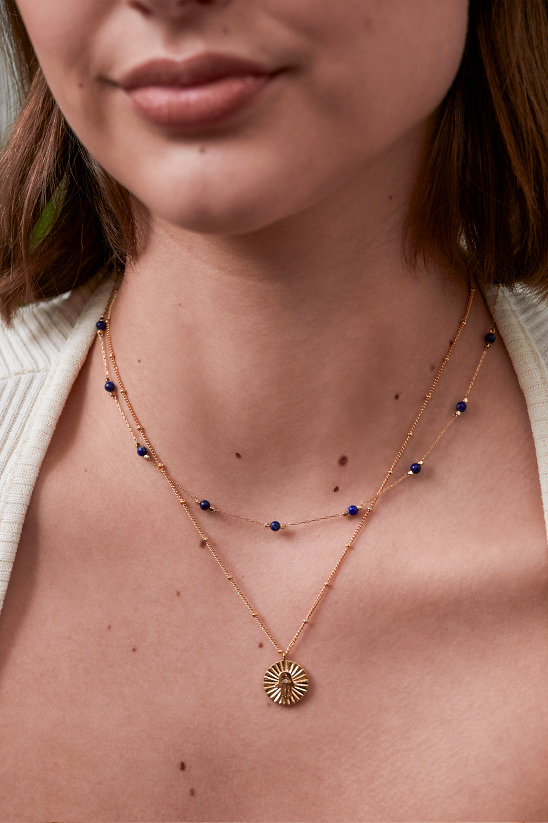 Wellness Lapis Lazuli Paperlink Gold Plated Necklace