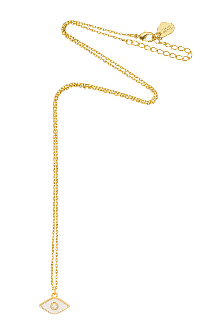 Pearl Evil Eye Gold Plated Necklace