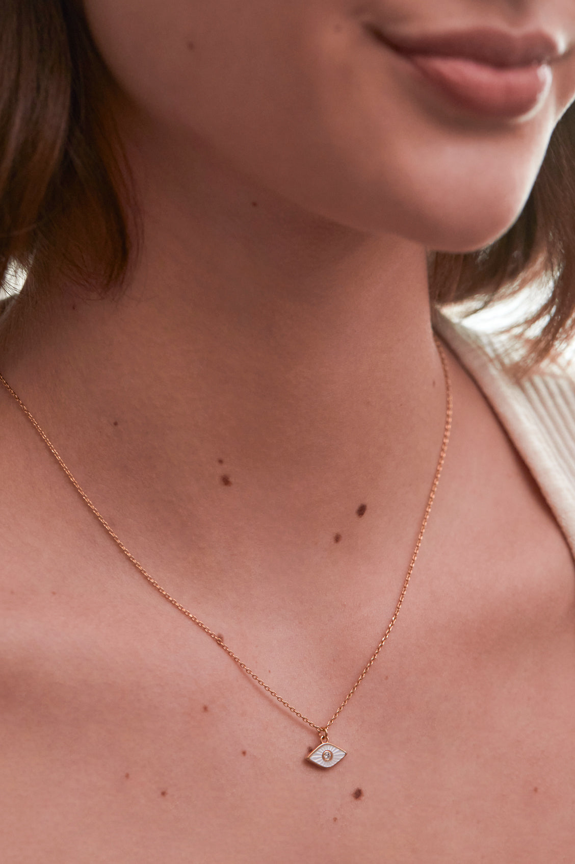 Pearl Evil Eye Gold Plated Necklace