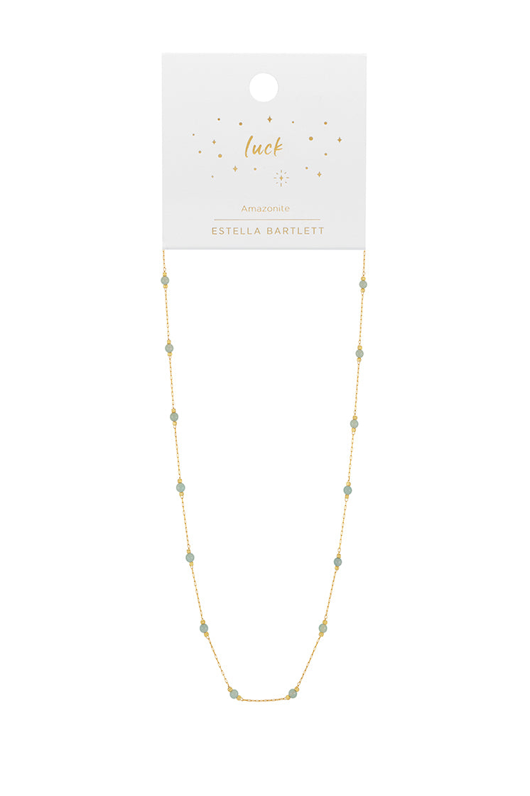 Wellness Amazonite Paperlink Gold Plated Necklace