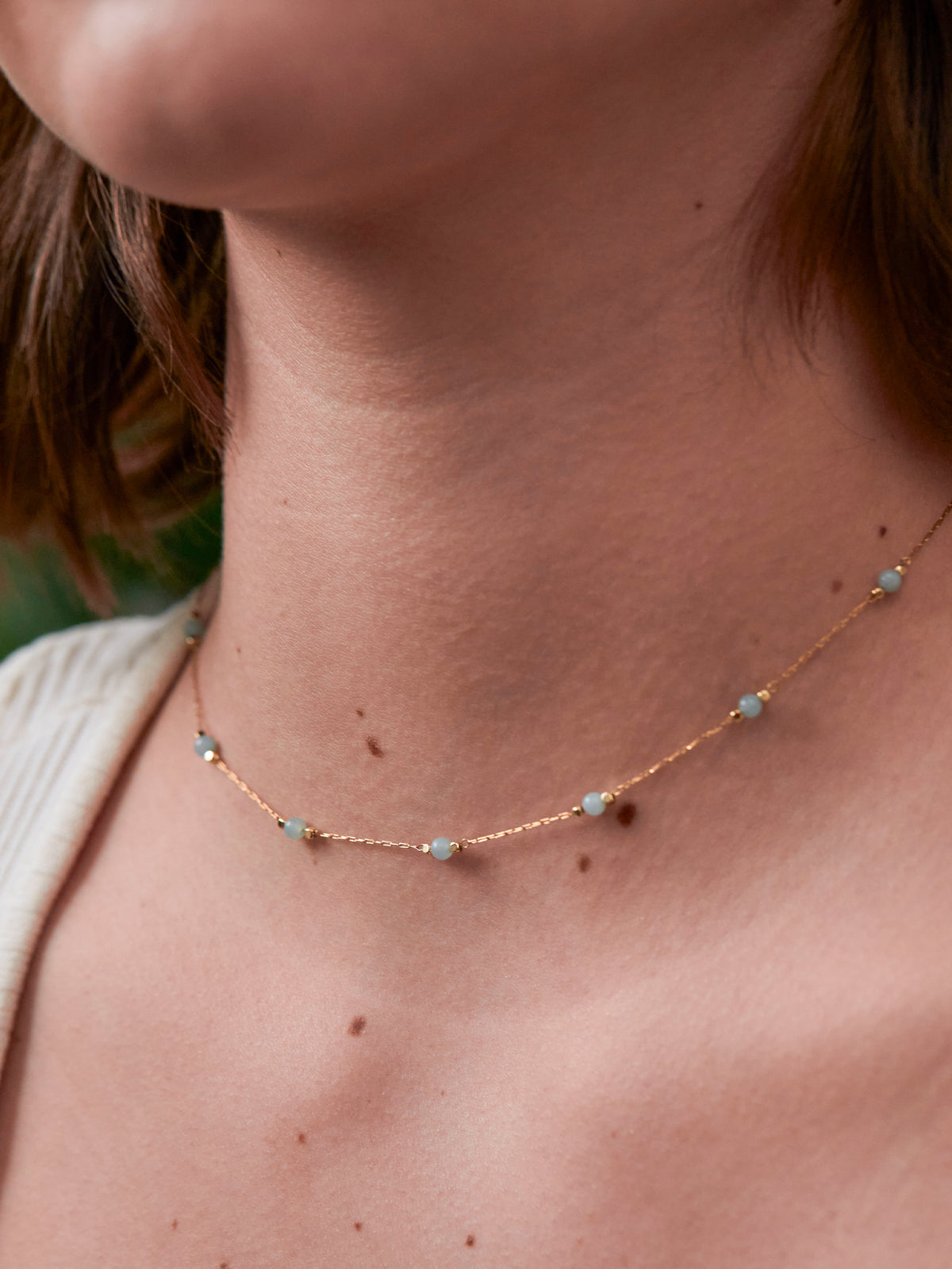 Wellness Amazonite Paperlink Gold Plated Necklace