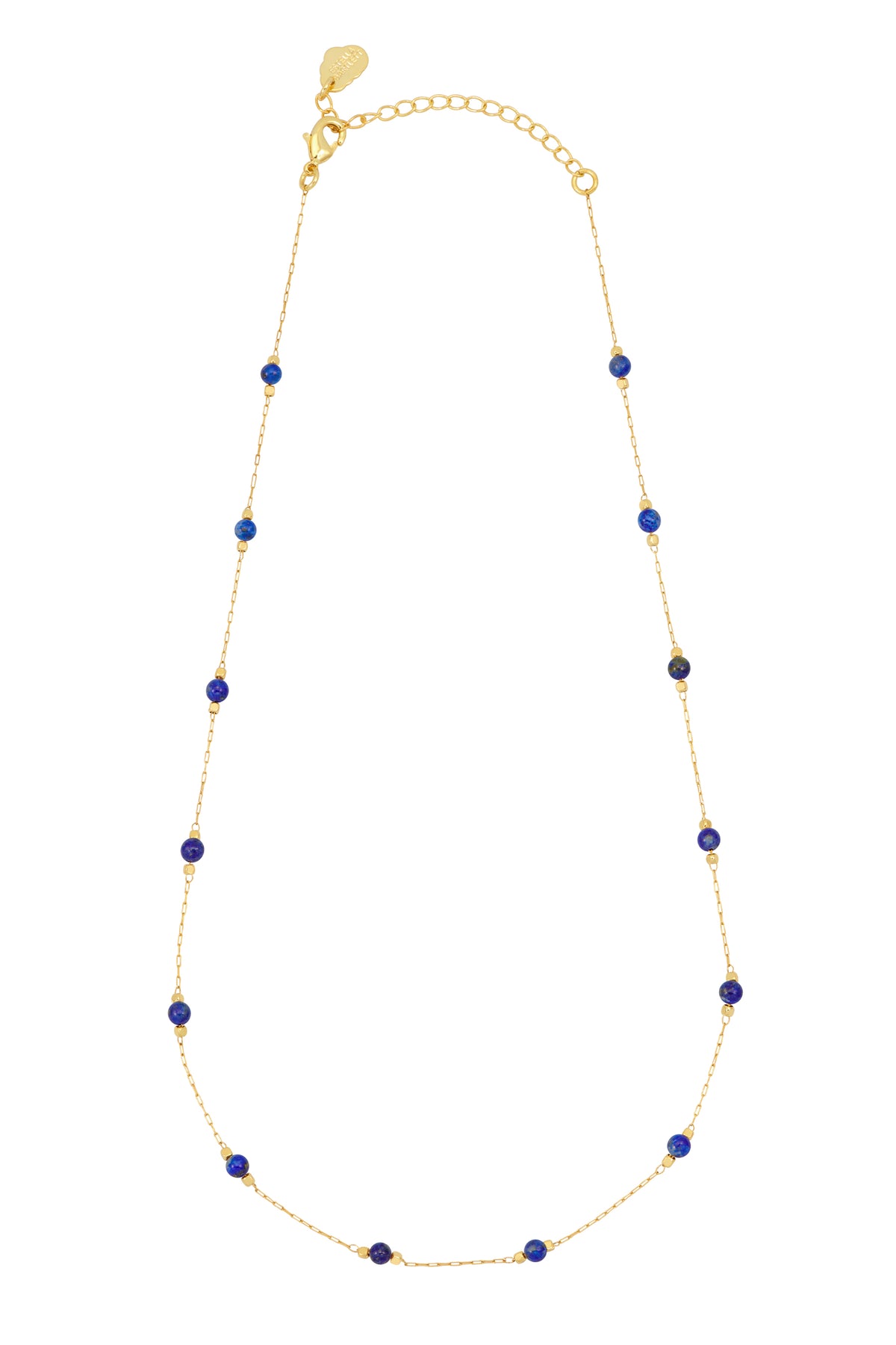 Wellness Lapis Lazuli Paperlink Gold Plated Necklace