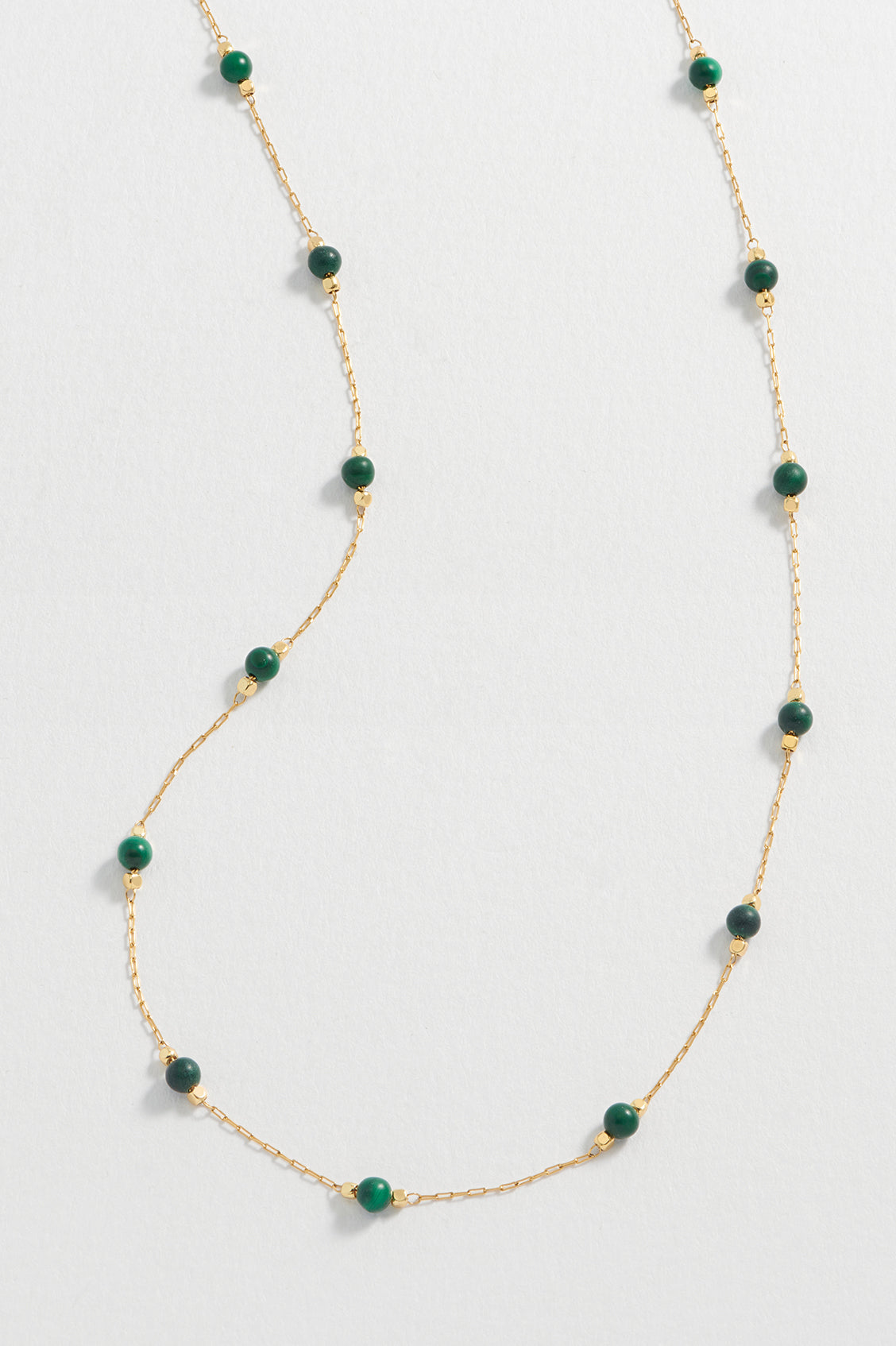 Wellness Malachite Paperlink Gold Plated Necklace