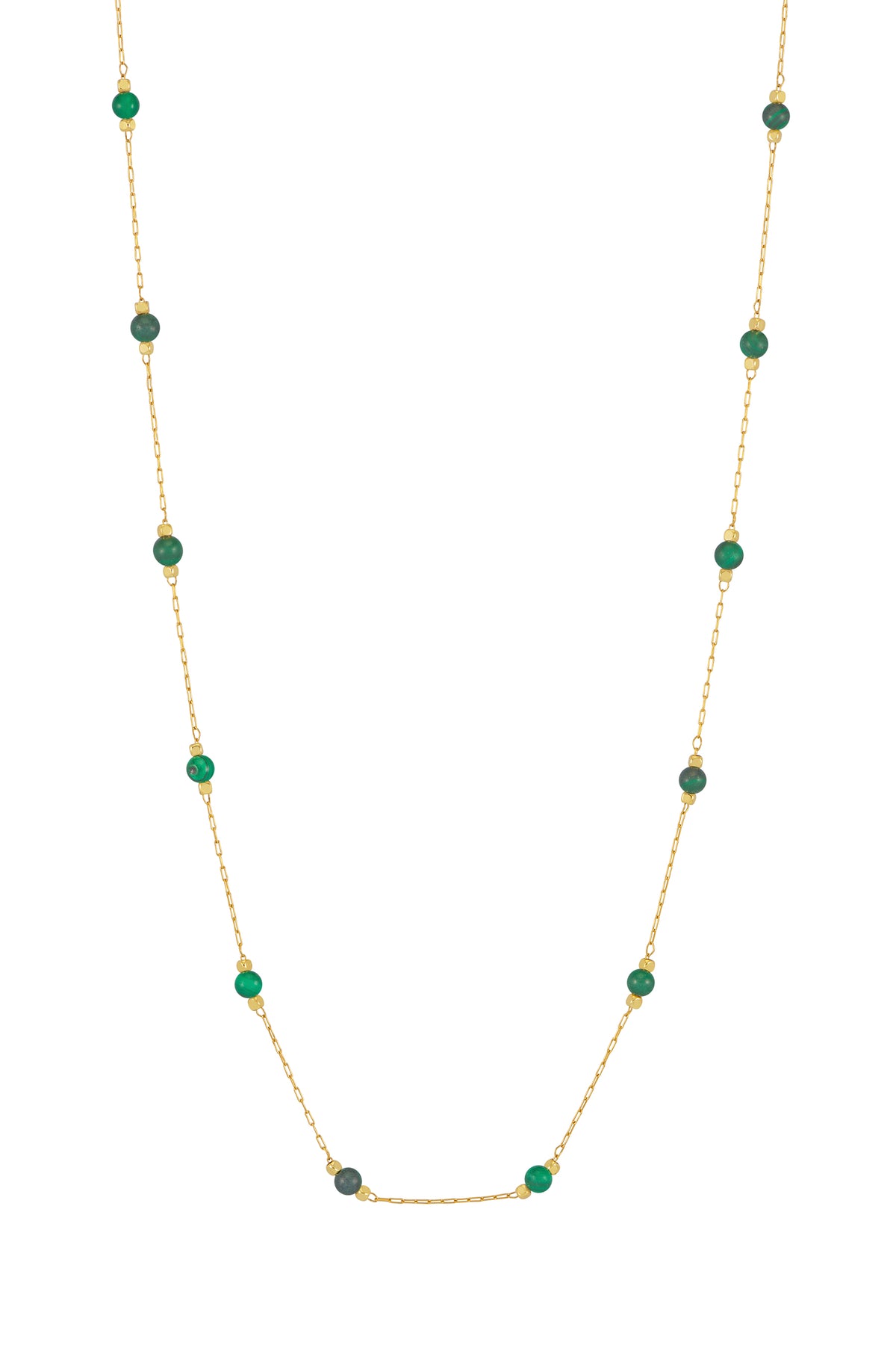 Wellness Malachite Paperlink Gold Plated Necklace