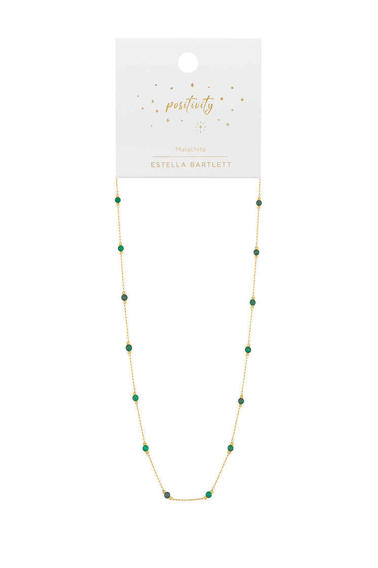 Wellness Malachite Paperlink Gold Plated Necklace