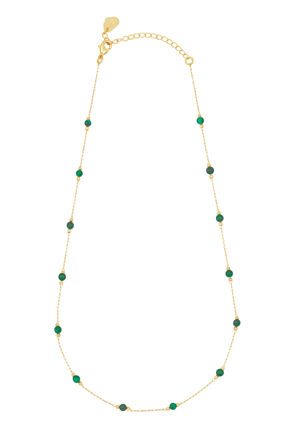 Wellness Malachite Paperlink Gold Plated Necklace