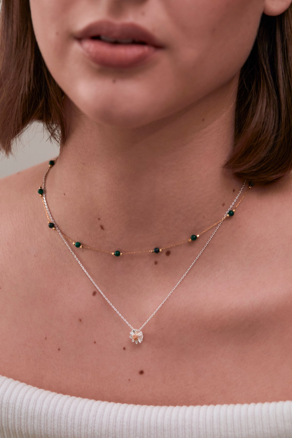 Wellness Malachite Paperlink Gold Plated Necklace