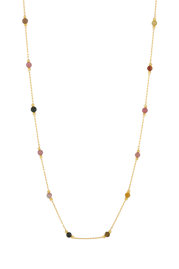 Wellness Tourmaline Paperlink Gold Plated Necklace