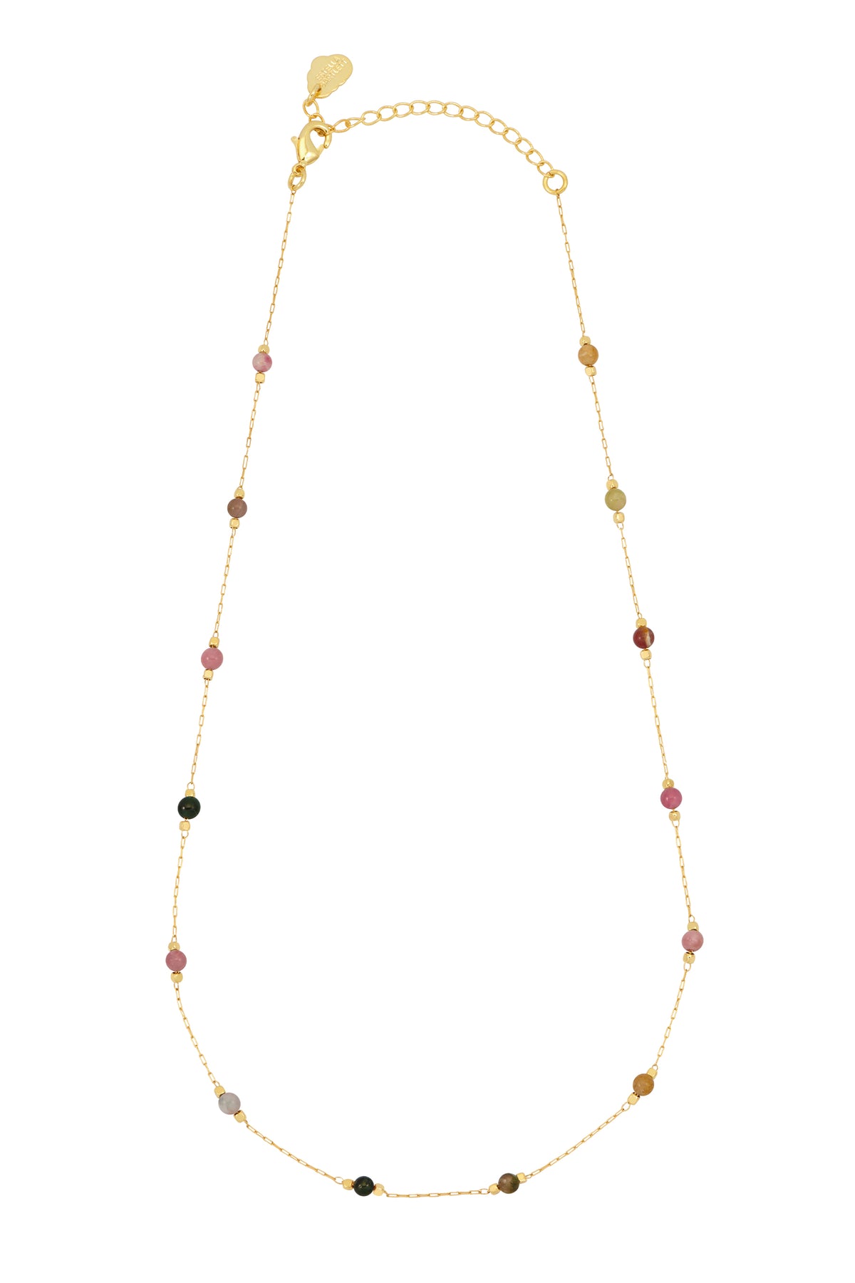 Wellness Tourmaline Paperlink Gold Plated Necklace