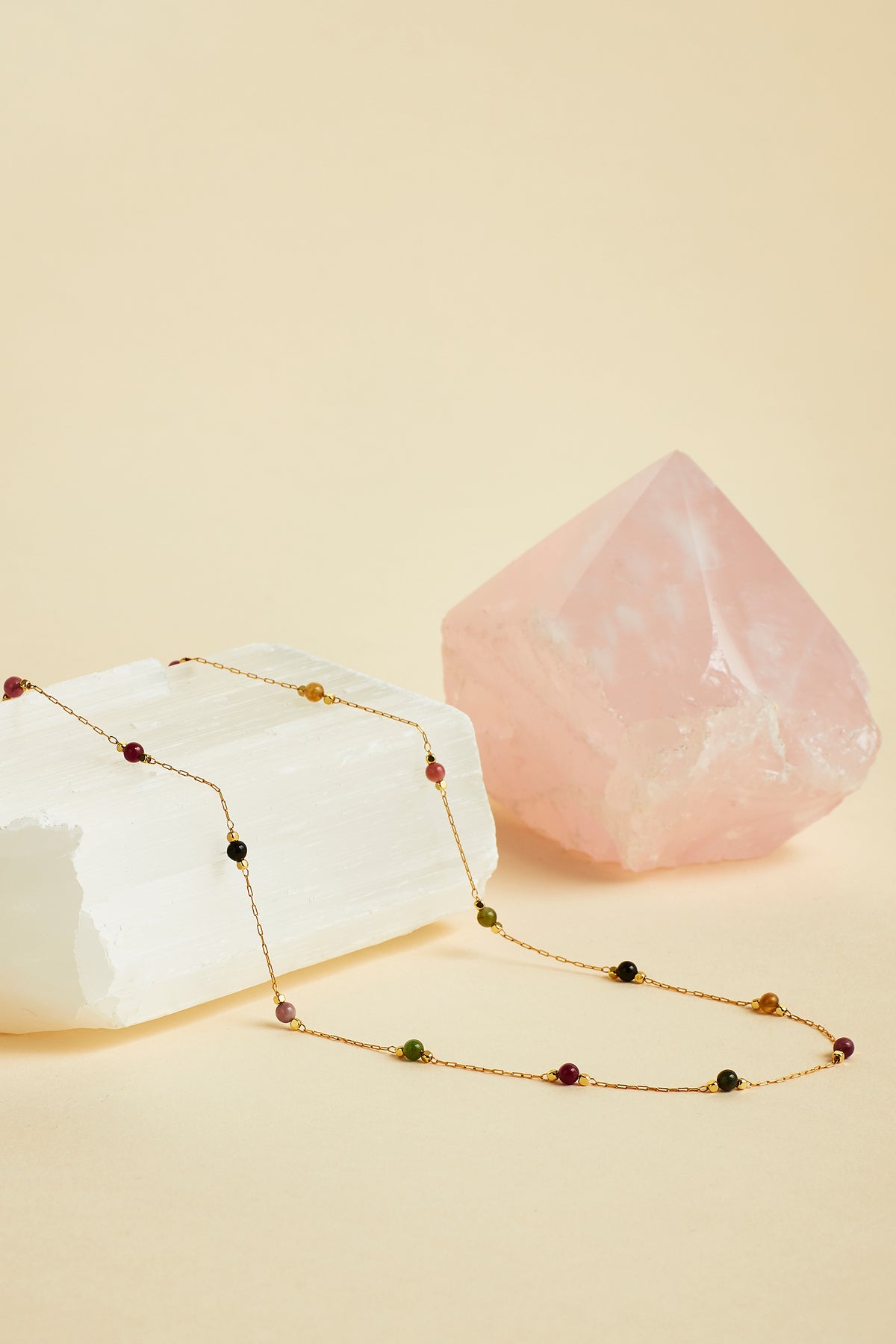 Wellness Tourmaline Paperlink Gold Plated Necklace