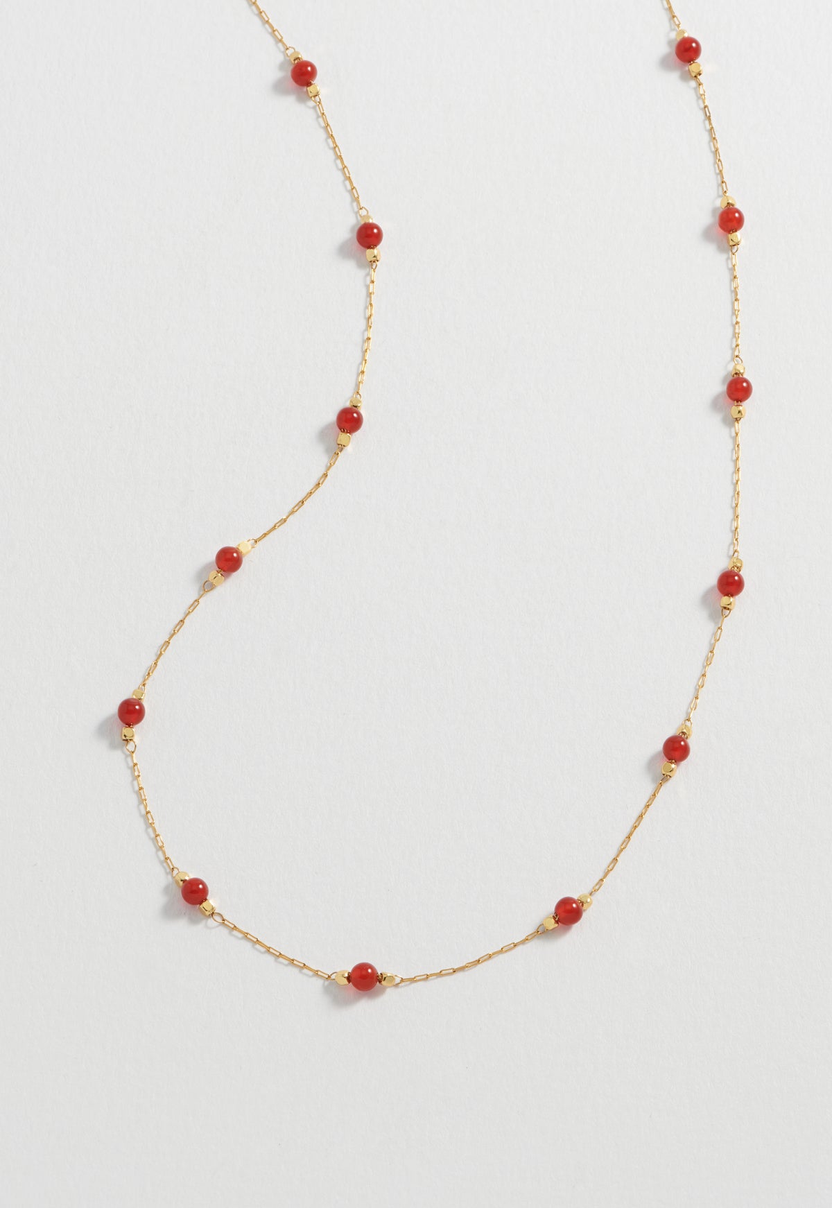 Wellness Red Agate Paperlink Gold Plated Necklace