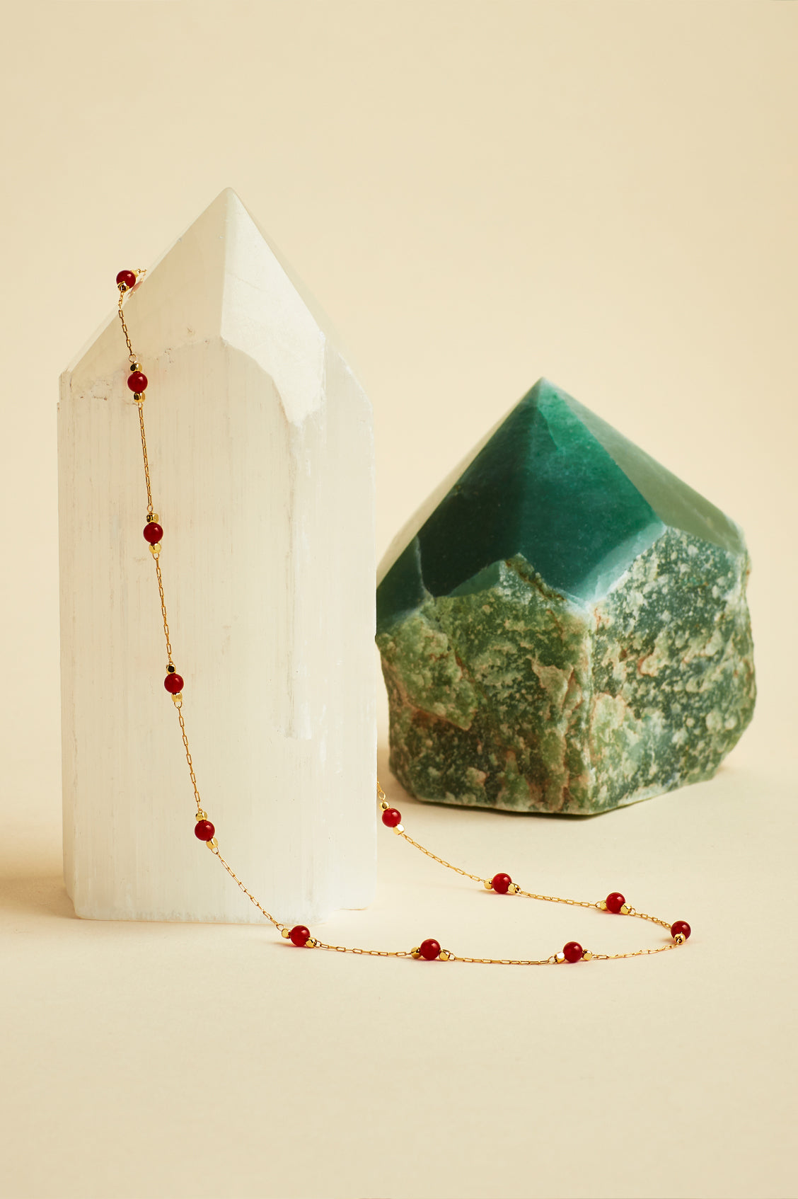 Wellness Red Agate Paperlink Gold Plated Necklace