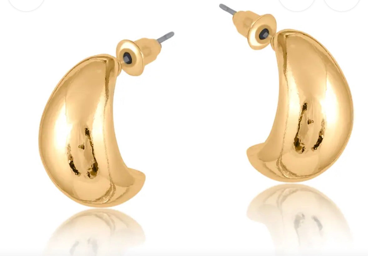 Rose Organic Shape Petal Gold Metal Earrings 2922