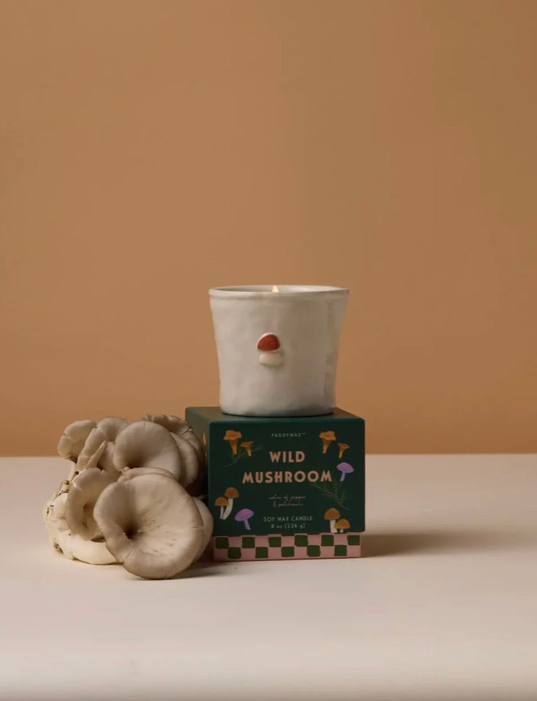 Bistro 8oz/226g Mushroom Embossed Ceramic Candle - Pepper & Patchouli
