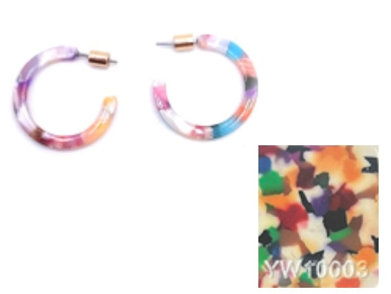 Fabia Multi Orange Red Resin Tiny Hoop Earring 3915-1