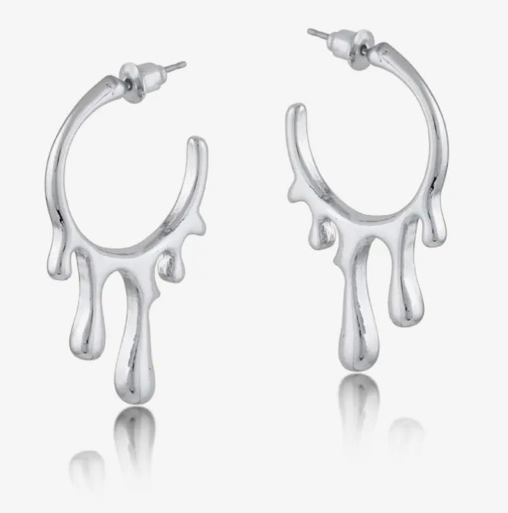 Amalis Paint Drop Silver Hoop Earring 3558