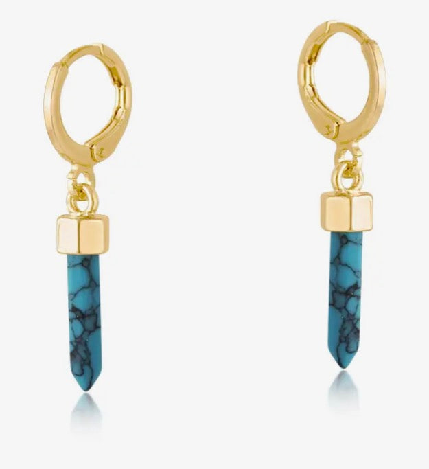Portofino Small Huggie Gold Petit Hoop Turquoise Drop Earring 3560