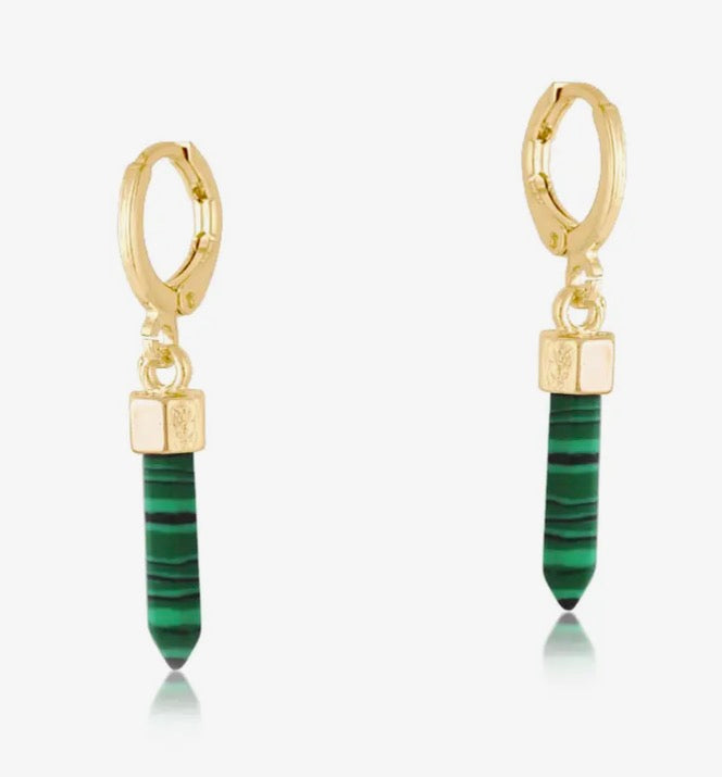 Portofino Small Huggie 
Gold Petit Hoop Emerald Drop Earring 3560