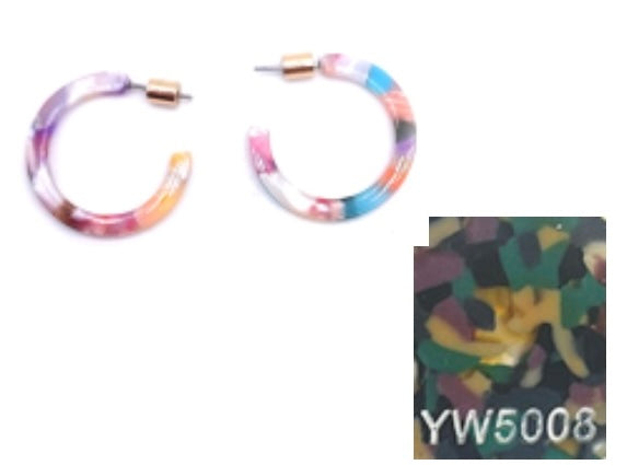 Padua Multi Resin Tiny Hoop Earring 3917-2