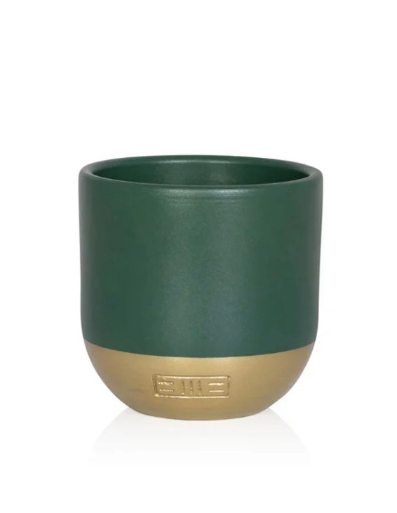 Indoor Metallic Dipped Pot/ Planter: Small / Green And Copper