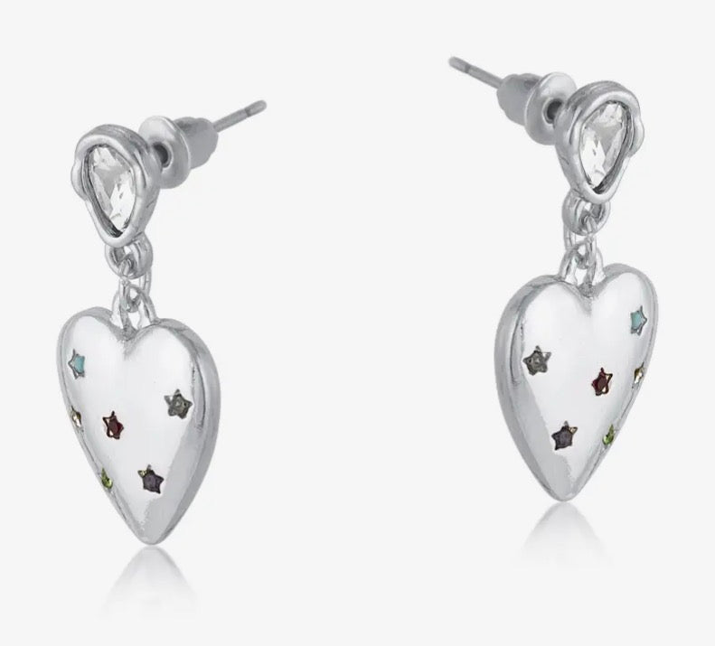 Forence Silver Heart Multi Stone Drop Earring 3553l