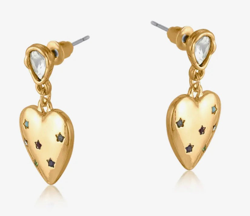Florence Gold Heart Multi Stone Drop Earring 3553