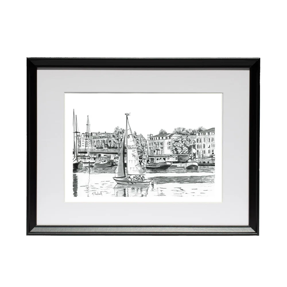 Greenland Dock | London Marina Pencil Drawing - Magnus Rodwell