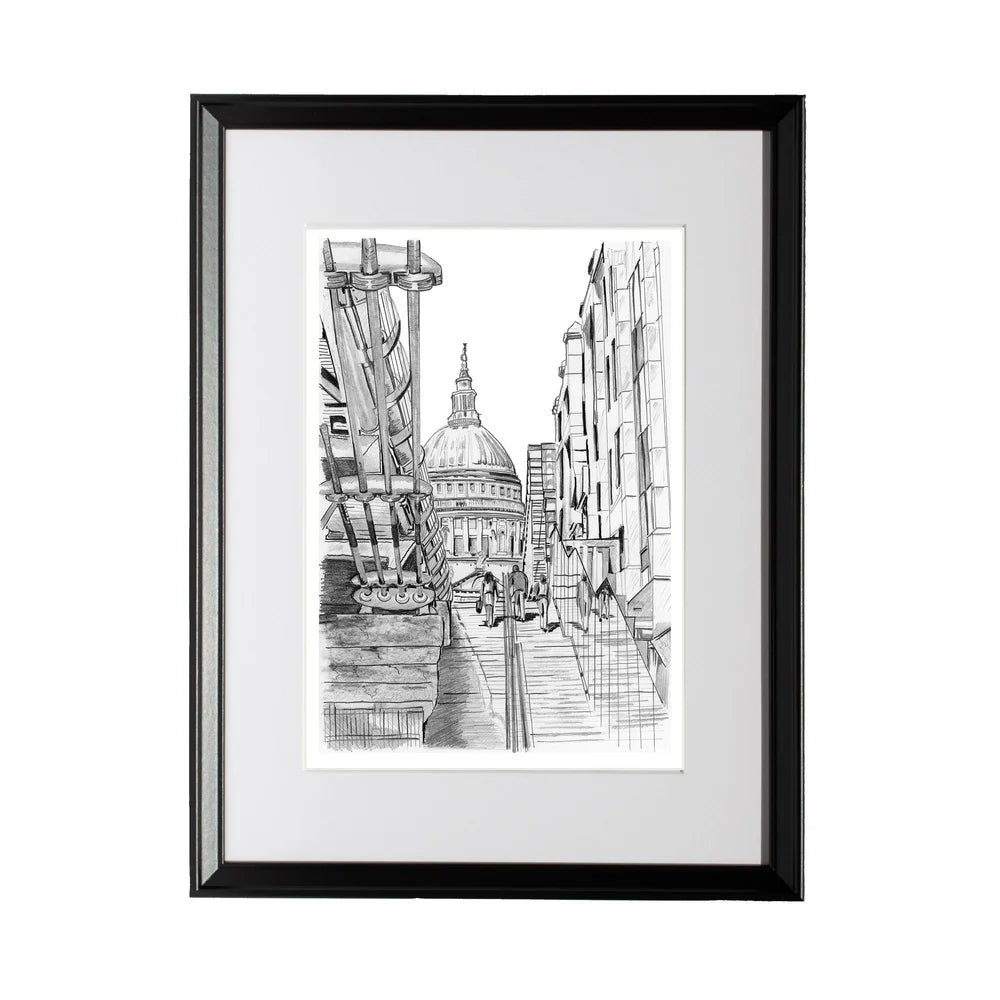 St Paul's Cathedral Steps Pencil Drawing - Magnus Rodwell