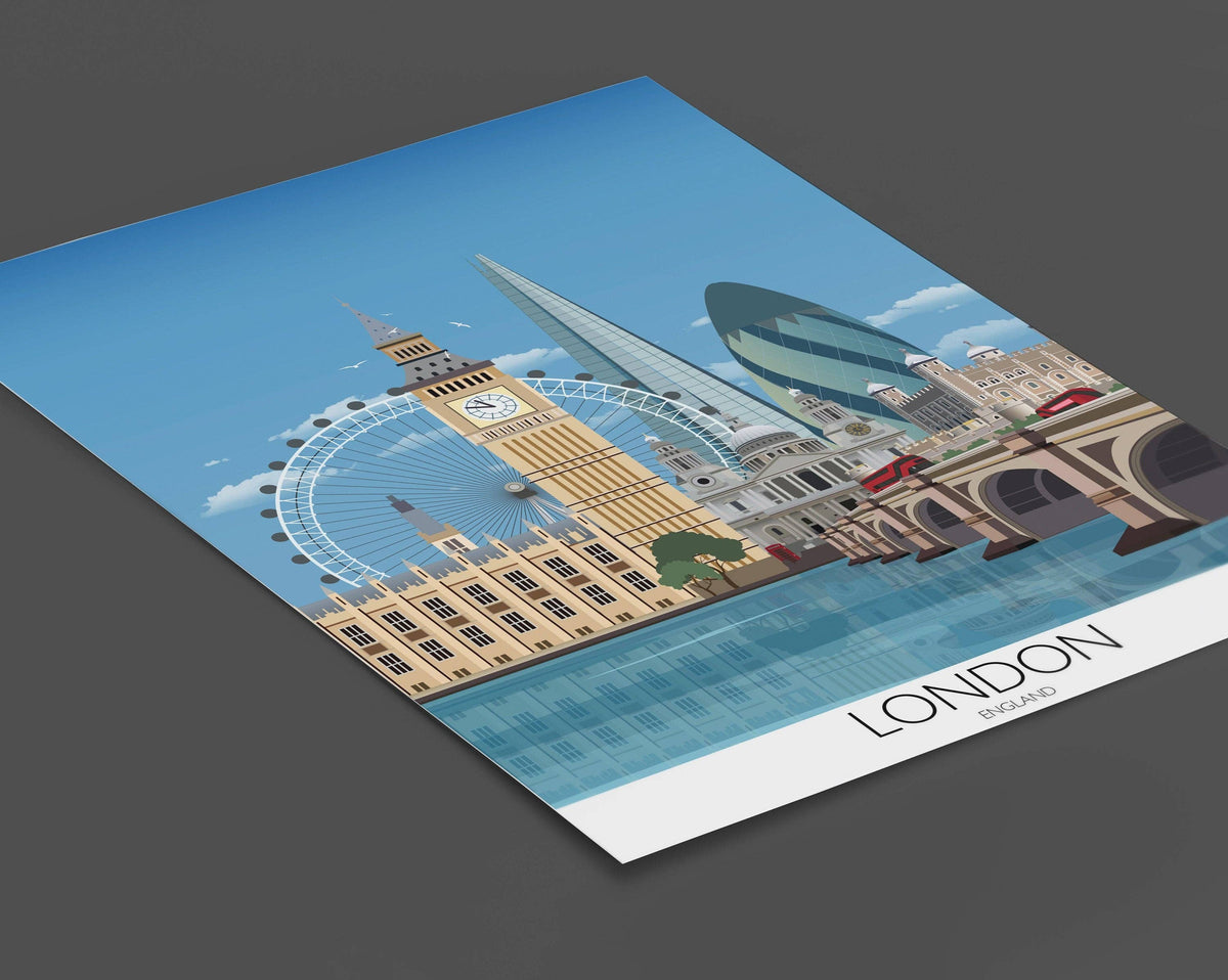 London Travel Print, London Travel Poster, City of London, UK, UK Travel Poster: Fine Art Print / A4 - 8.27 x11.69