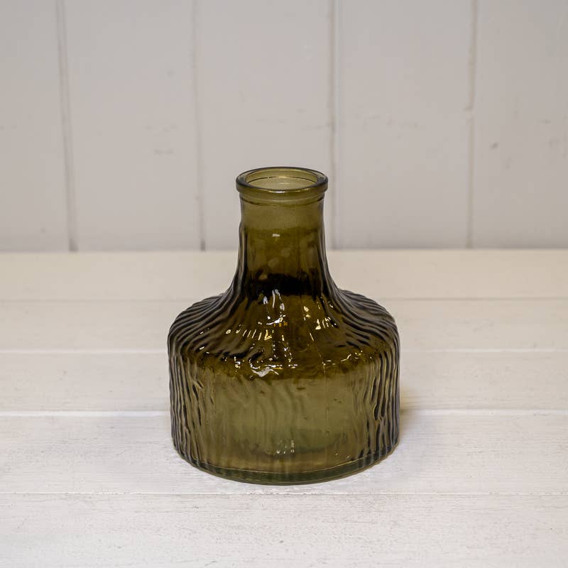Olive Green Decorative Glass Bottle