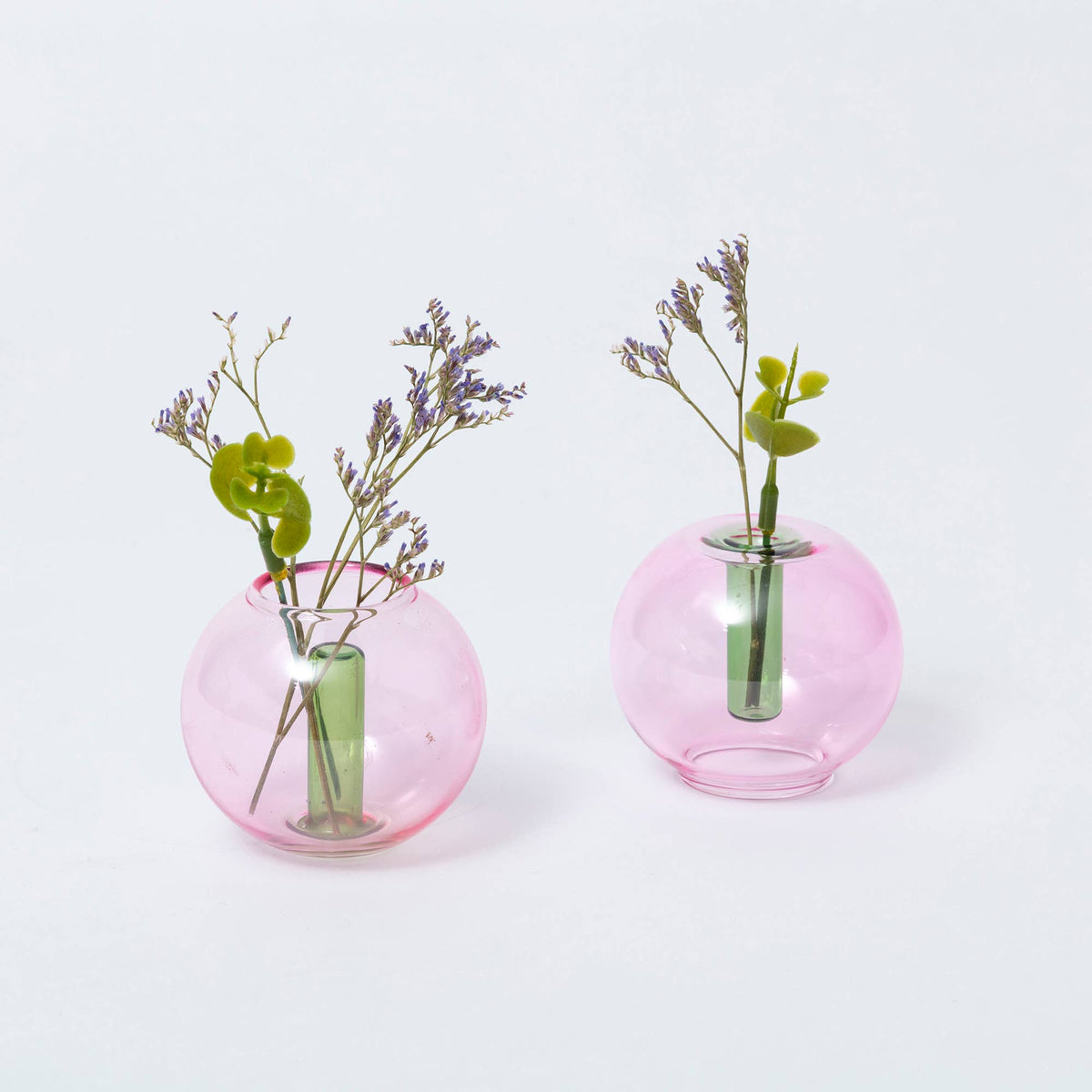 Mini Bubble Glass Vase: Lilac and Peach