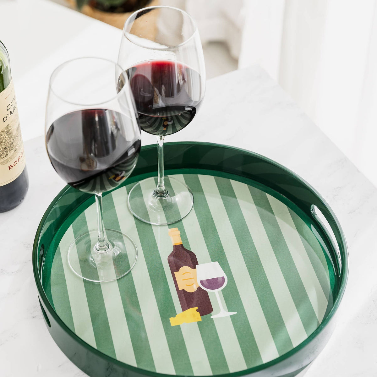 Lacquer Wood Round Drinks Tray: Aperol Spritz