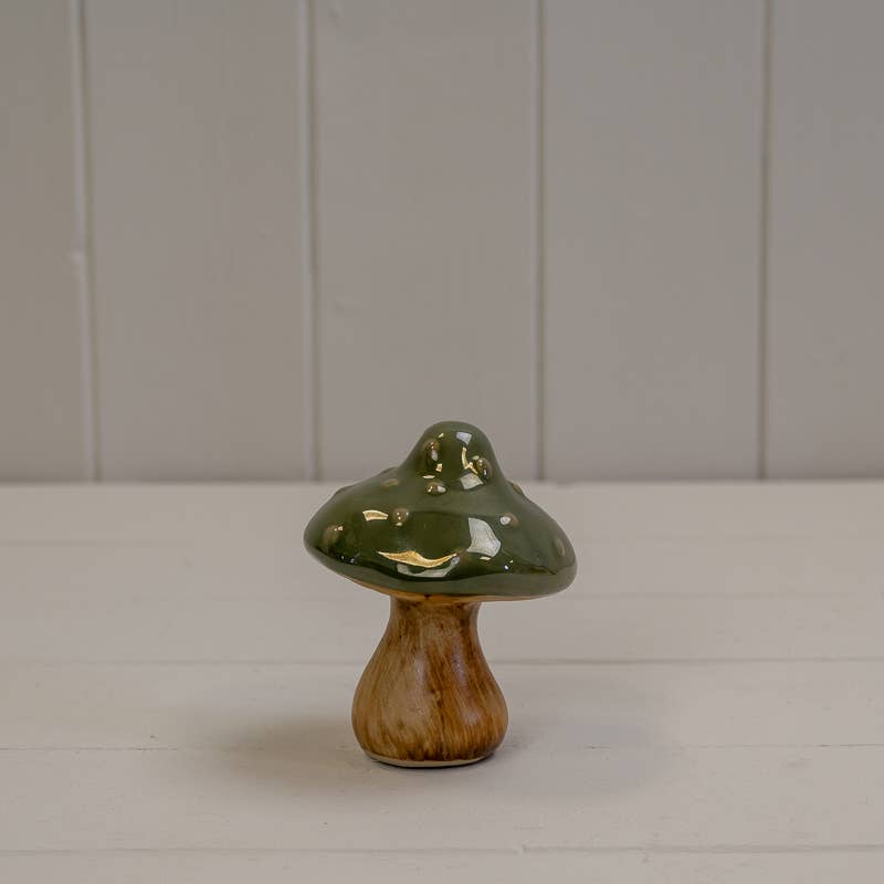 Dark Green Ceramic Mushroom Decoration