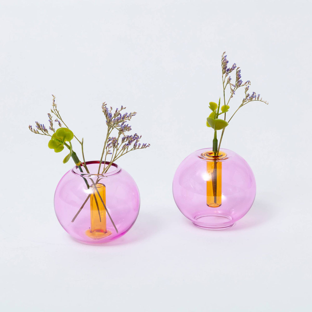 Mini Bubble Glass Vase: Lilac and Peach