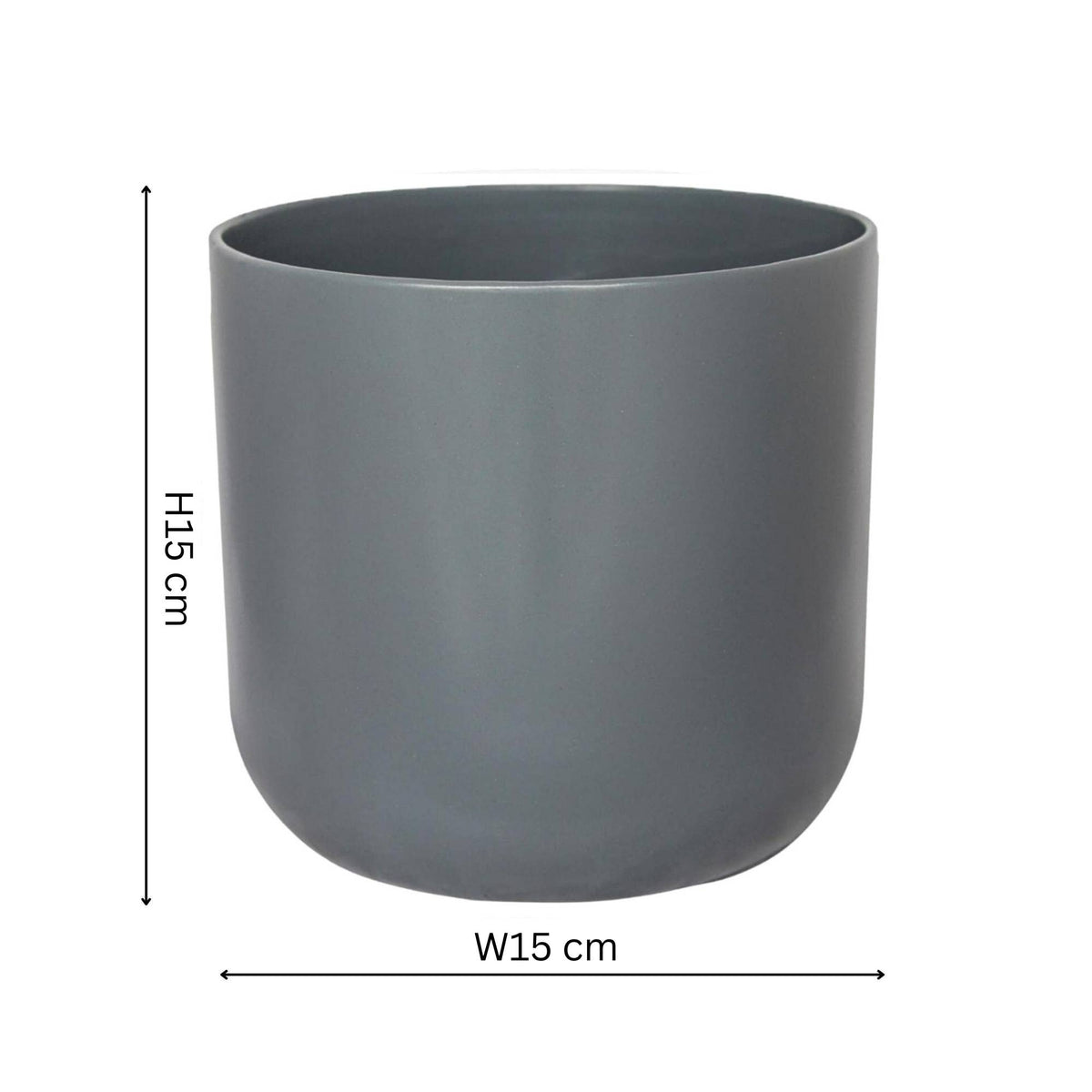 Lisbon Ceramic Indoor Planter H15cm D15cm: Anthracite