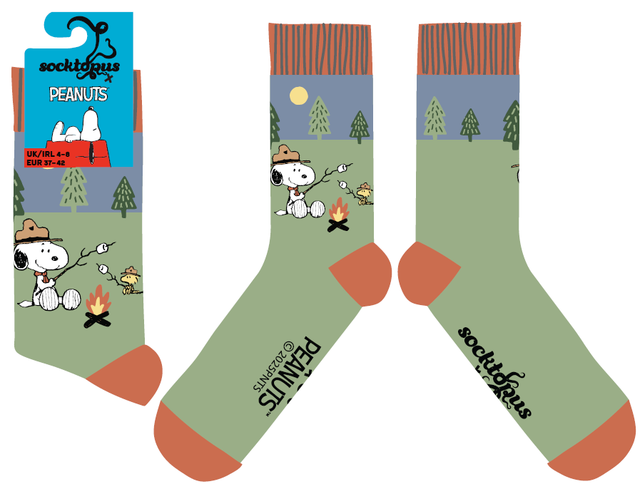 Happy Campers Socks - Peanuts: GREEN / L (UK 9-12 / EU 43-46 / US 10-13)