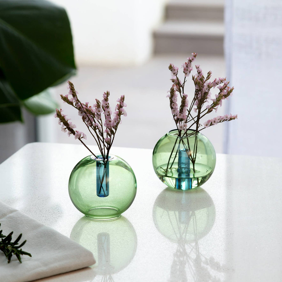 Mini Bubble Glass Vase: Lilac and Peach