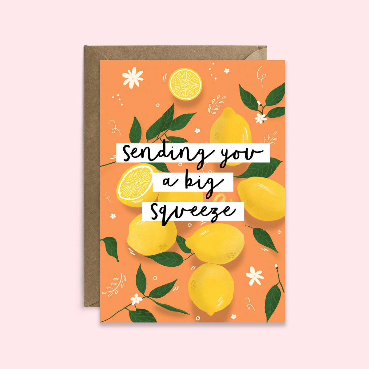 Sending You a Big Squeeze Card | Lemon Thinking of You Card: Orange