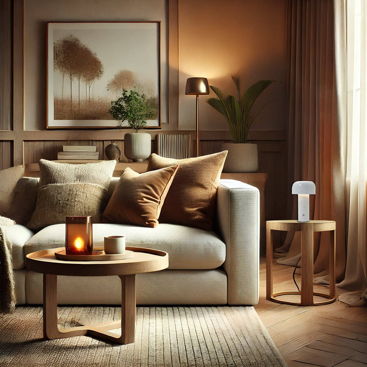 Gloss White Modern Mushroom Style Rechargeable LED Touch Dimmable Table Lamp