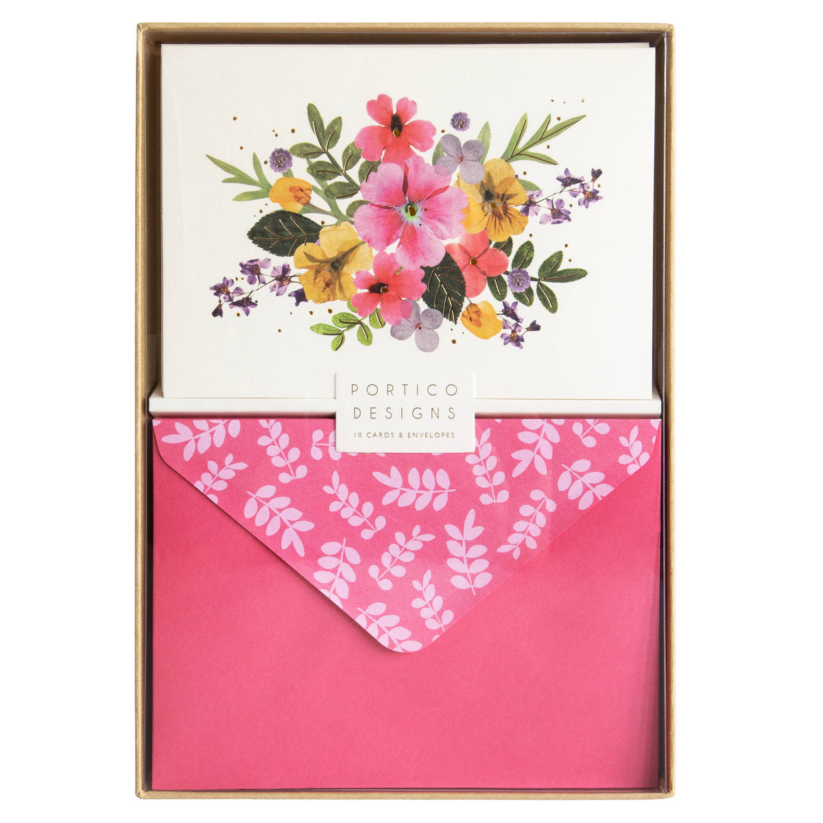 Boxed Notecard Set with Pressed Petals Design: Paper