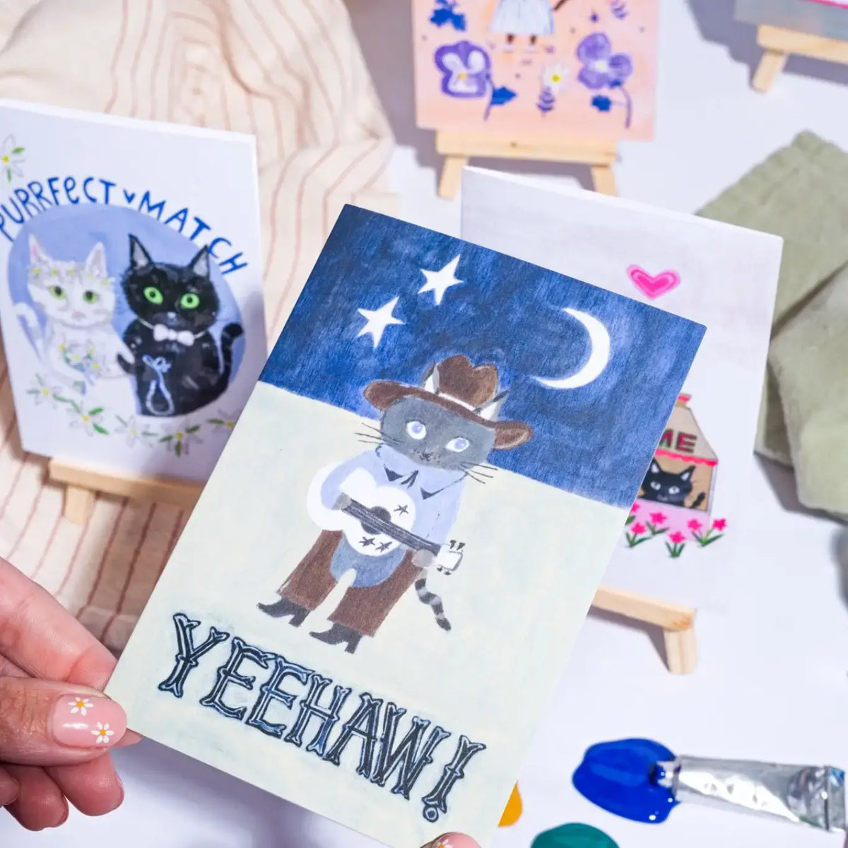 Yeehaw Card | Cowboy Card | Cat Card | Congratulations Card