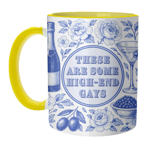 Mugs 'High-end Gays' by Lilly Rose: Mug Colour Inner & Handle 11oz - Blue