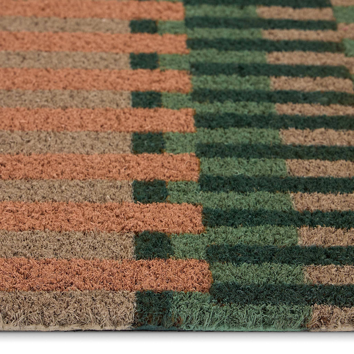 My Mat Printed Coir Pastel Broken Stripe Doormat: 45x75