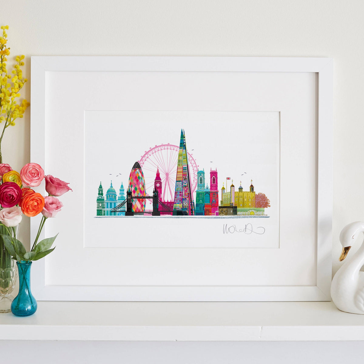 London Skyline Print, London Baby, Cityscape Art: A4